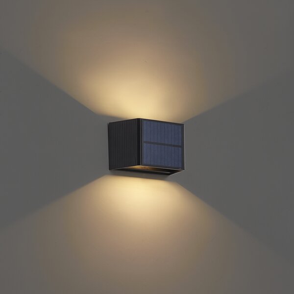 Lampada da parete per esterni Nera con LED 2 luci IP65 Solare - Christof