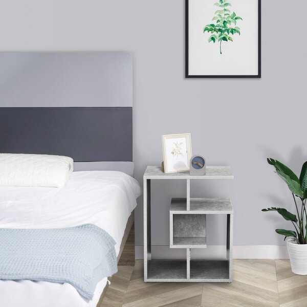 Mobiletto Libreria a 3 livelli in Legno Grigio Effetto Cemento 45x40x55 cm