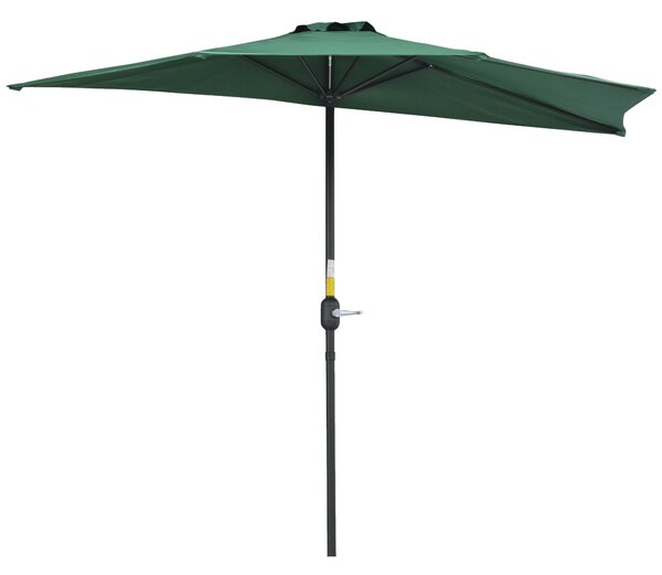 Ombrellone da Giardino 2,6x1,3x2,3 m Palo Ø38 mm Semicircolare in Alluminio Shade Verde