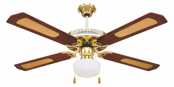 Ventilatore da Soffitto con 4 Pale e Lampada Ø130cm 3 Velocità  Kooper Windy Marrone