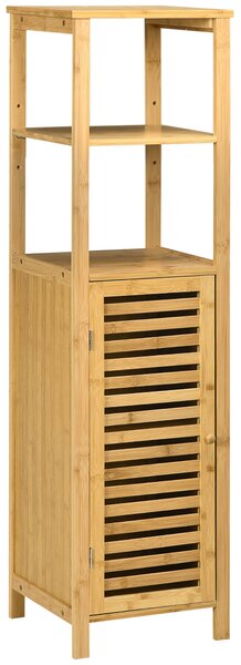 Armadietto Bagno 1 Anta 2 Ripiani 32,9x29,9x120 cm in Bambù Legno Naturale