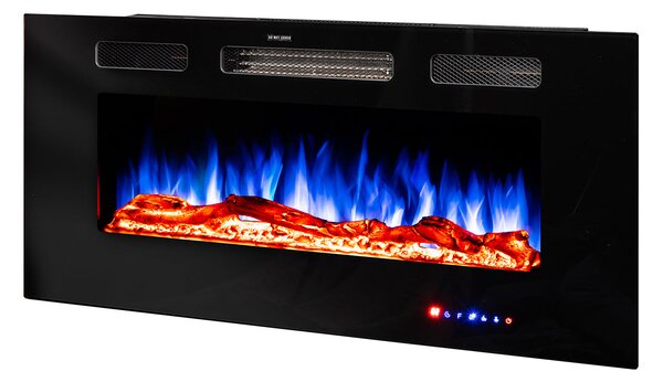 Camino Elettrico da Incasso 54,4x91,5x14 cm Effetto Fiamma 1500W Adeli Nero
