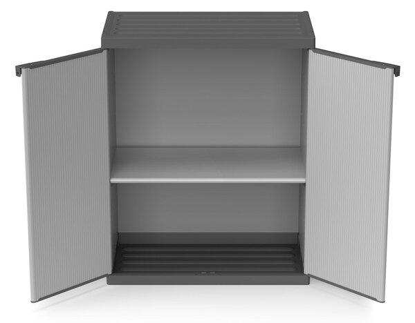 Armadio da Esterno 68x40x85 cm 2 Ante 2 Ripiani in Resina Grigio