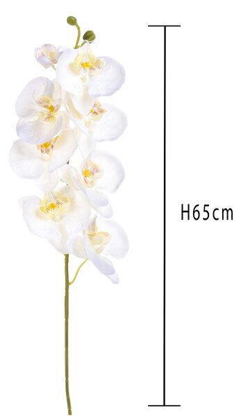 Set 8 Phalaenopsis Artificiali con 8 Fiori Altezza 65 cm Bianco
