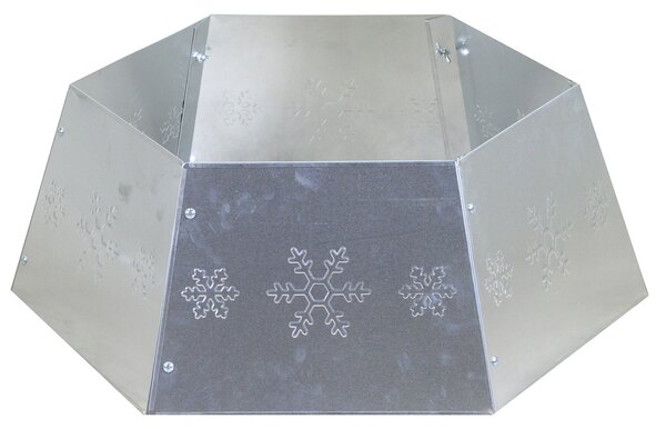 Copri base Albero di Natale in Metallo pieghevole argento esagonale cm Ø68xh25