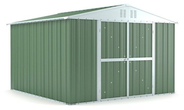 Casetta Box da Giardino in Lamiera di Acciaio Porta Utensili 327x307x217 cm Enaudi Verde