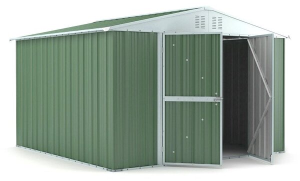 Casetta Box da Giardino in Lamiera di Acciaio Porta Utensili 327x307x217 cm Enaudi Verde
