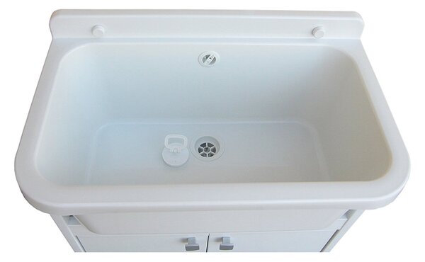 Mobile Lavanderia in PVC 54x26x80 cm 2 Ante per Interno ed Esterno Forlani Clear Bianco