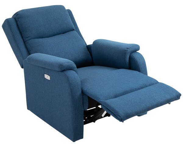 Poltrona Relax Reclinabile Elettrica 77x91x106 cm in Tessuto Blu