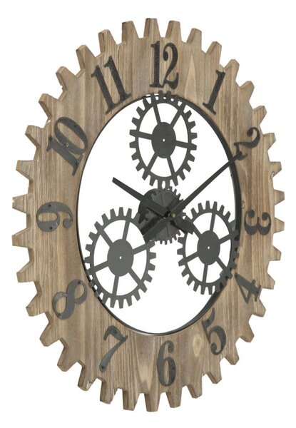 Orologio da Muro Ingranaggio Plus Ø60x4 cm in Ferro e MDF Nero