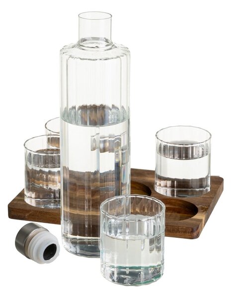 Set caraffa e bicchieri di colore naturale in vetro 1 l Linea Duo – Casa Selección