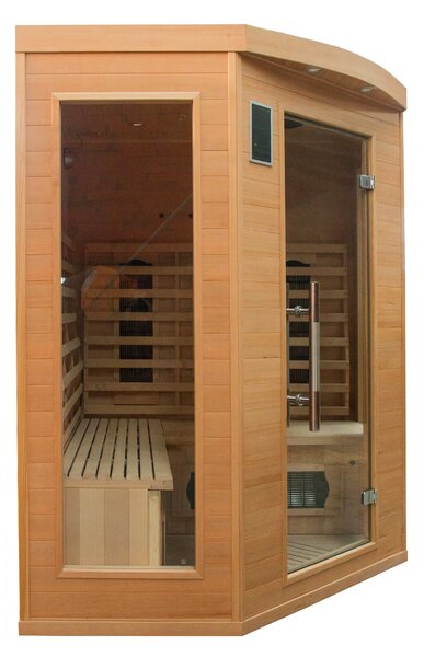 Sauna Finlandese ad Infrarossi 3/4 Posti 150x150 cm H190 in Legno di Abete Apollon 3C