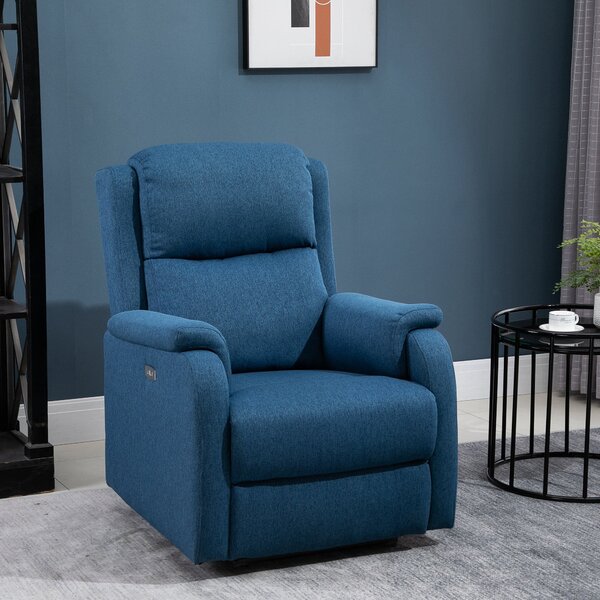Poltrona Relax Reclinabile Elettrica 77x91x106 cm in Tessuto Blu