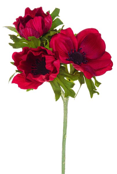 Set 8 Fiori Artificiali di Anemone Composta da 3 Fiori Altezza 46 cm Rosso