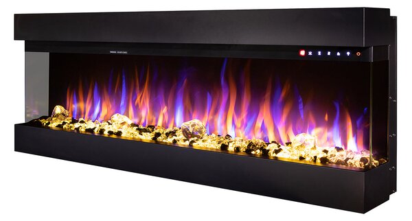 Camino Elettrico da Incasso 48,4x127x20 cm Effetto Fiamma 1500W Dalas Maxi Nero