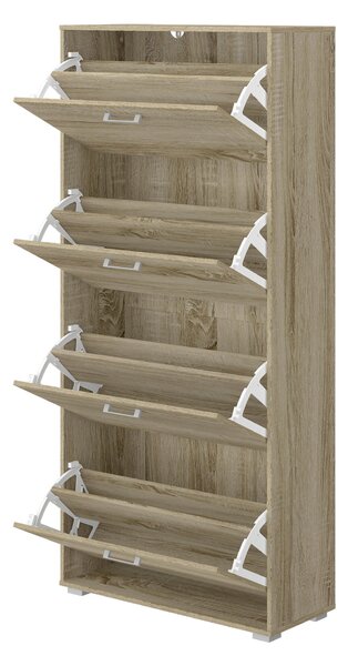 Scarpiera 4 Scomparti 67x28x147 cm 24 Paia in MDF Rovere