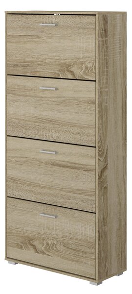 Scarpiera 4 Scomparti 67x28x147 cm 24 Paia in MDF Rovere