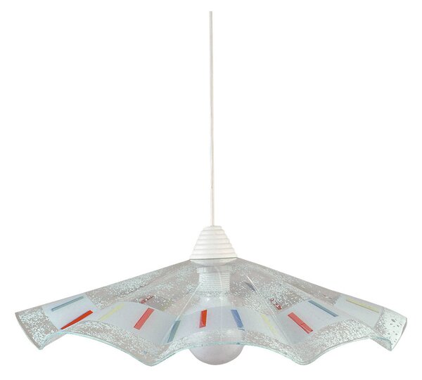 Sospensione D50 1xE27 Montatura Bianca Vetro Lastra Bianco E-Energy Bianca