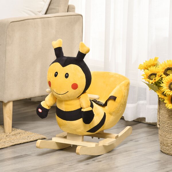 Cavallo a Dondolo per Bambini in Legno Ape Giallo e Nero