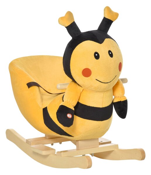 Cavallo a Dondolo per Bambini in Legno Ape Giallo e Nero
