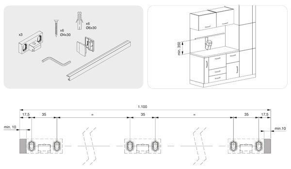 Set da 5 Ganci da Appendere Acciaio Grigio Antracite. Emuca