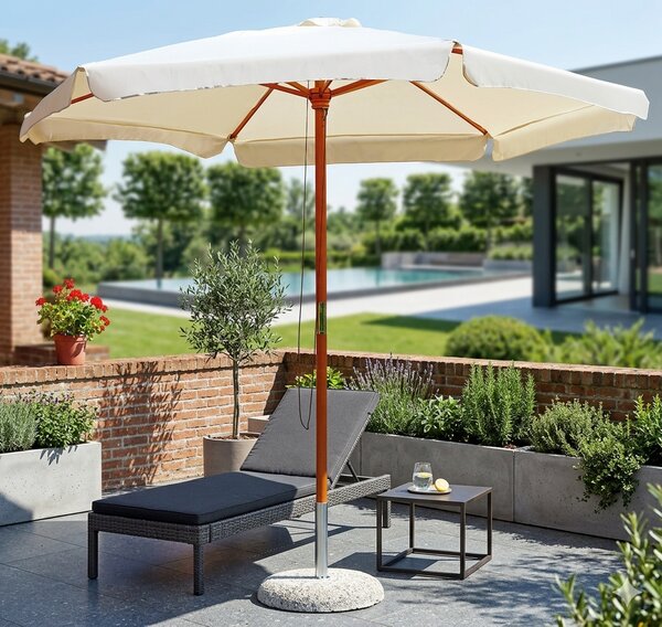 Ombrellone da Giardino Ø2,85 m Palo Ø48 mm in Legno Vorghini Classic Ecrù