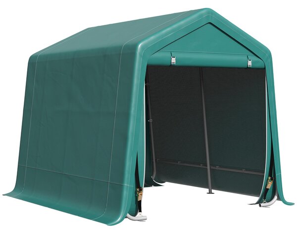 Tendone Garage per Auto Attrezzi 240x200x202 cm in Metallo e Tessuto Polietilene Verde