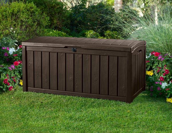 Baule Cassapanca da Esterno 128x61x65 cm in Resina Effetto Legno Keter Glenwood Marrone