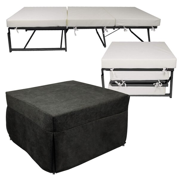 Pouf Letto Brandina con Materasso Pieghevole 78x78x47 cm Avalli Contract Grigio
