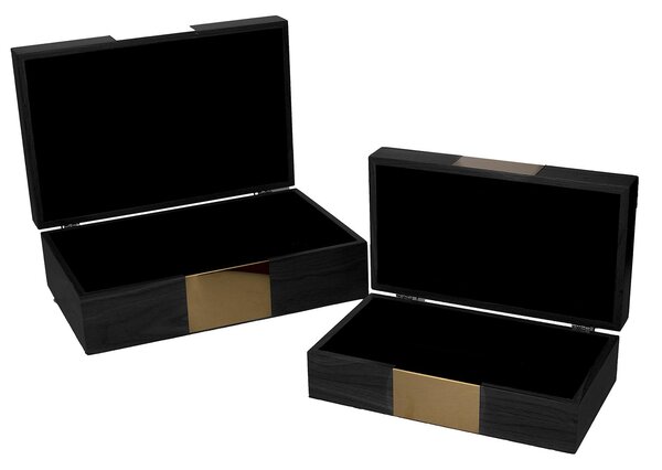 Set 2 Scatole in Legno nero rettangolare