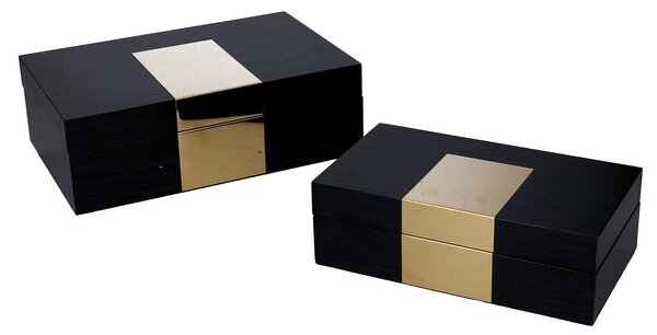 Set 2 Scatole in Legno nero rettangolare
