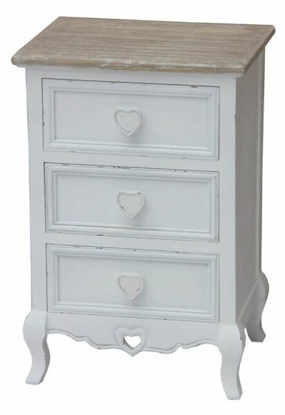 Cassettiera Cuore 4 Cassetti 44x34x90 h cm in Legno di paulownia Bianco
