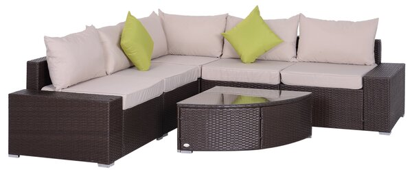 Set da Giardino Divano Angolare e Tavolino in Rattan Marrone