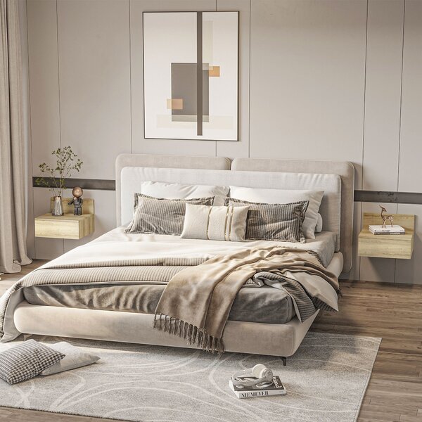Set 2 Comodini Sospesi 43x36,5x30,5 cm in Truciolato Naturale