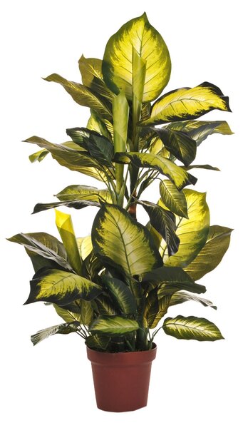 Camilla Artificiale con Vaso, 72 Foglie Altezza 100 cm Verde