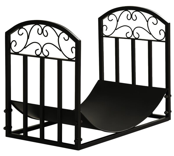 Portalegna per Camino 60,5x36x46,5 cm in Metallo Nero