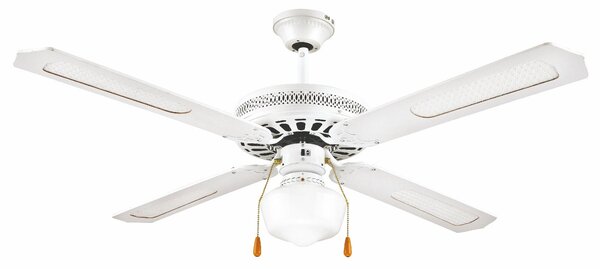 Ventilatore da Soffitto con 4 Pale e Lampada Ø130cm 3 Velocità  Kooper Windy Bianco