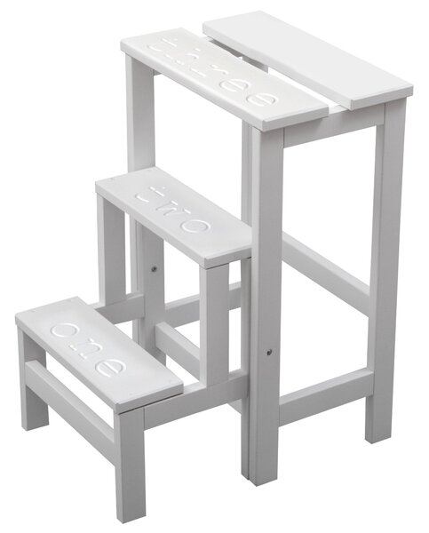 Sgabello Scaletta 60x40x46 cm in Legno Bianco