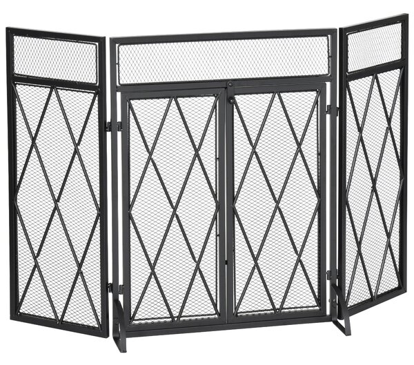 Parascintille Pieghevole con Antine 120x11,5x79 cm in Metallo Nero