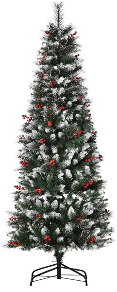 Albero di Natale Artificiale Innevato 180 cm 539 Rami con Bacche Verde