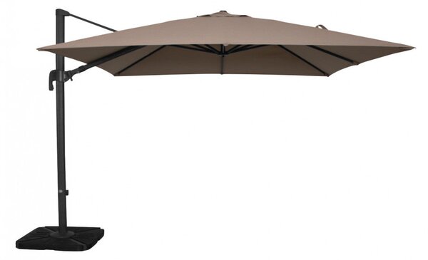 Ombrellone da Giardino Nettuno Lux Decentrato 3x4 m in Alluminio Nero Telo Tortora