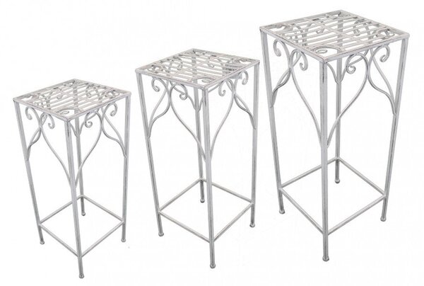Set 3 Fioriere Vincent in Acciaio Bianco Antico
