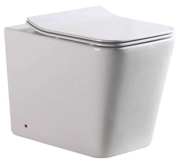 Coppia di Sanitari WC e Bidet a Terra Filo Muro in Ceramica 36,5x56,5x41cm Bianco