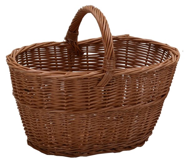 Cesto portalegna in vimini europeo manico basso grande ovale cm 55x35xh28/39