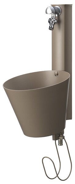 Fontana a Parete da Giardino con doppio Rubinetto 49x23x26,6 cm Belfer 42/PRS Tortora