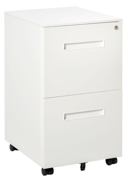 Cassettiera Schedario 2 Cassetti da Ufficio 39x48x67 cm in Acciaio Bianco