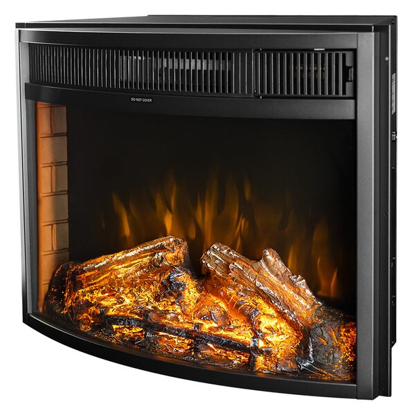Camino Elettrico da Incasso 49,5x66x26 cm Effetto Fiamma 1500W Ararat Nero