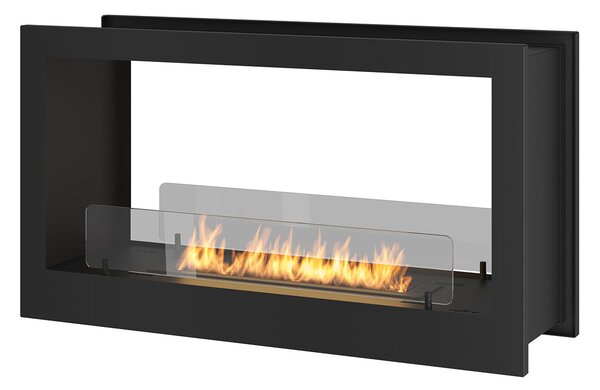 Camino a Bioetanolo da Incasso 90x50 cm Bifacciale 2 Side 900 Nero con Vetro