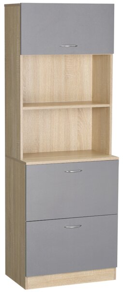 Madia Credenza per Cucina 2 Cassetti e Armadietto 60x38x168 cm in Legno Grigio