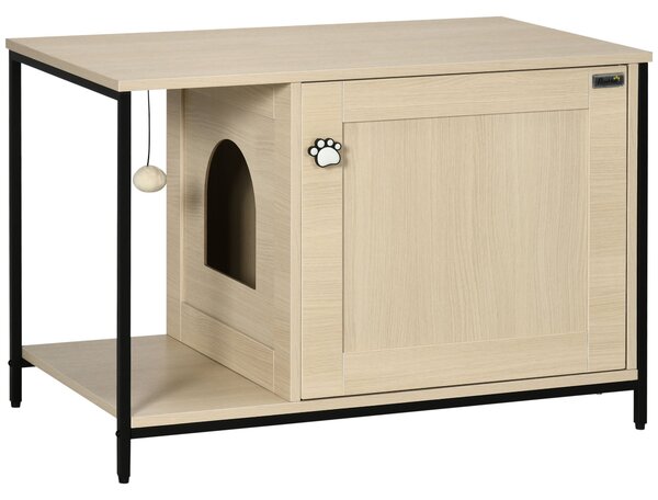 Lettiera per Gatti a Mobile 80x48x55 cm in Legno e Acciaio Quercia